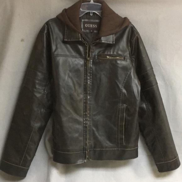 guess leather bomber jacket mens
